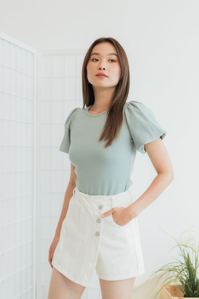 Jesse Denim Button Skorts in White (XS)