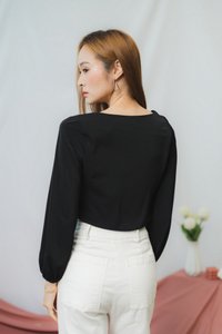 Vanessa Crochet Trim Ribbon Top in Black (XS)