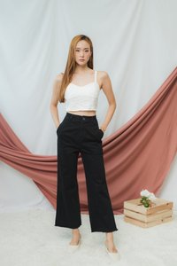 Elle Embossed Bustier Crop Top in White