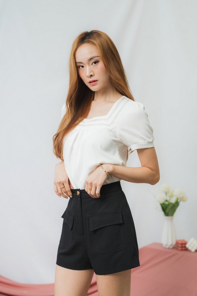 Marcella High-Waisted Pocket Shorts in Black (XS)
