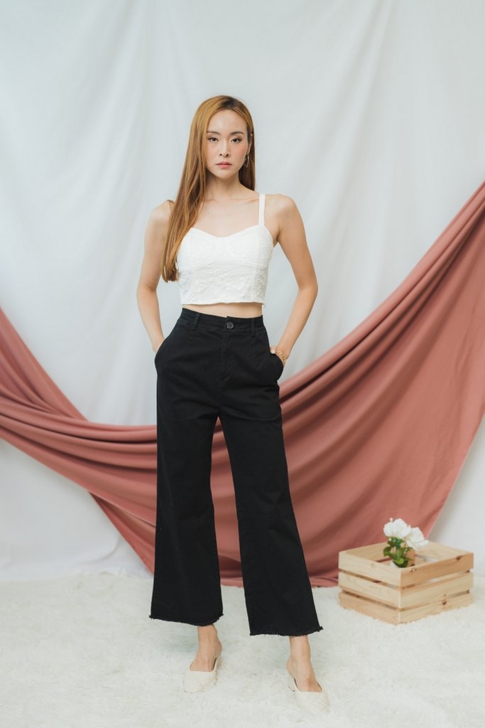 Elle Embossed Bustier Crop Top in White