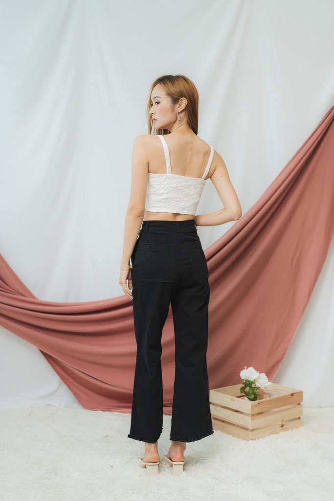Elle Embossed Bustier Crop Top in White