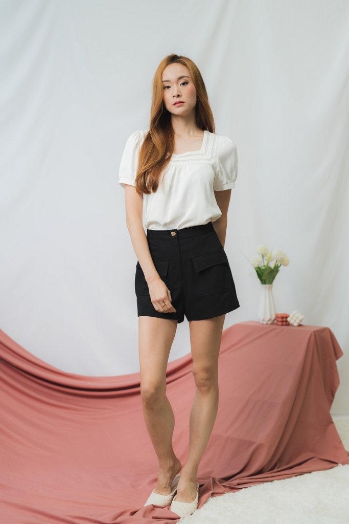 Marcella High-Waisted Pocket Shorts in Black (XS)