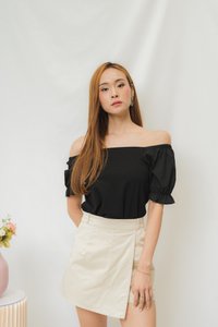 Zoe Basic Cotton Two-Way Top in Black (XS)