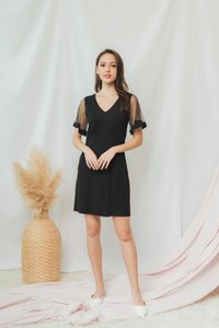 Geralynn Mesh Panel Dress in Black (XS)