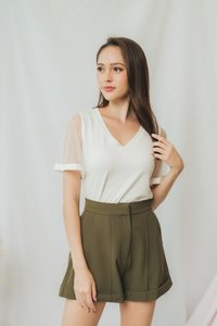 Arielle Basic High Waisted Shorts in Olive (XS)