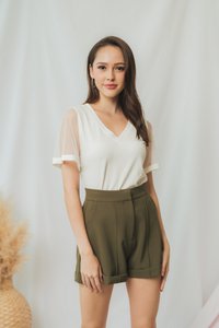 Arielle Basic High Waisted Shorts in Olive (XS)