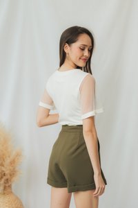 Arielle Basic High Waisted Shorts in Olive (XS)