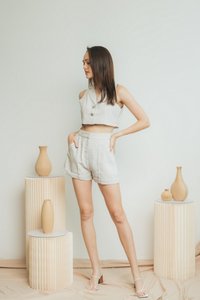 Bella Tweed Crop Top in White