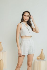 Bella Tweed Crop Top in White
