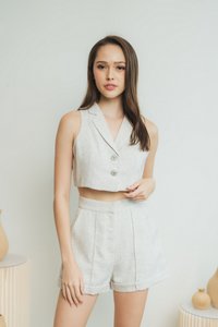 Bella Tweed Crop Top in White