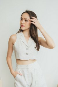 Bella Tweed Crop Top in White