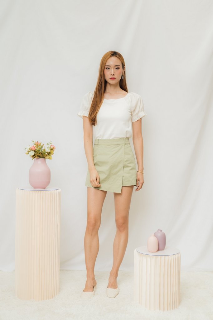 Aria Basic Overlap Skorts in Muted Green (XS)
