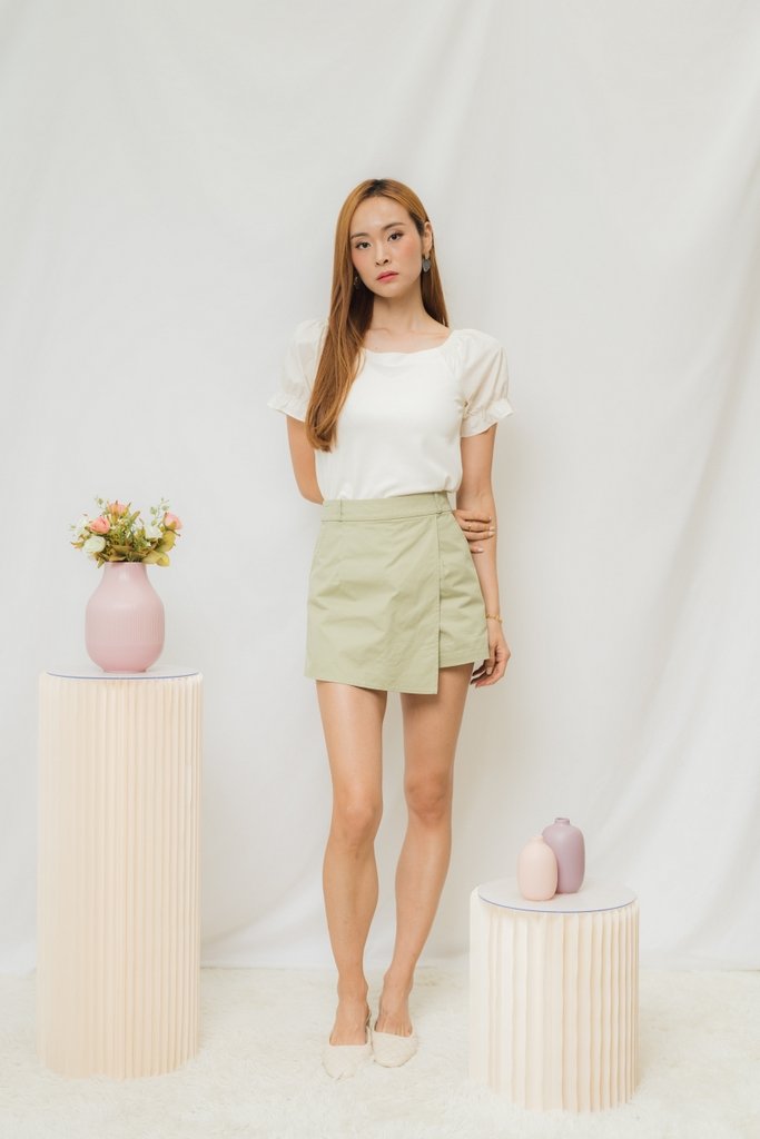 Aria Basic Overlap Skorts in Muted Green (XS)