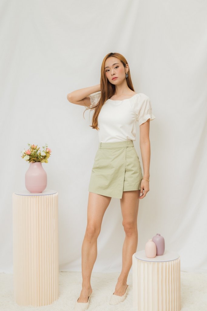 Aria Basic Overlap Skorts in Muted Green (XS)
