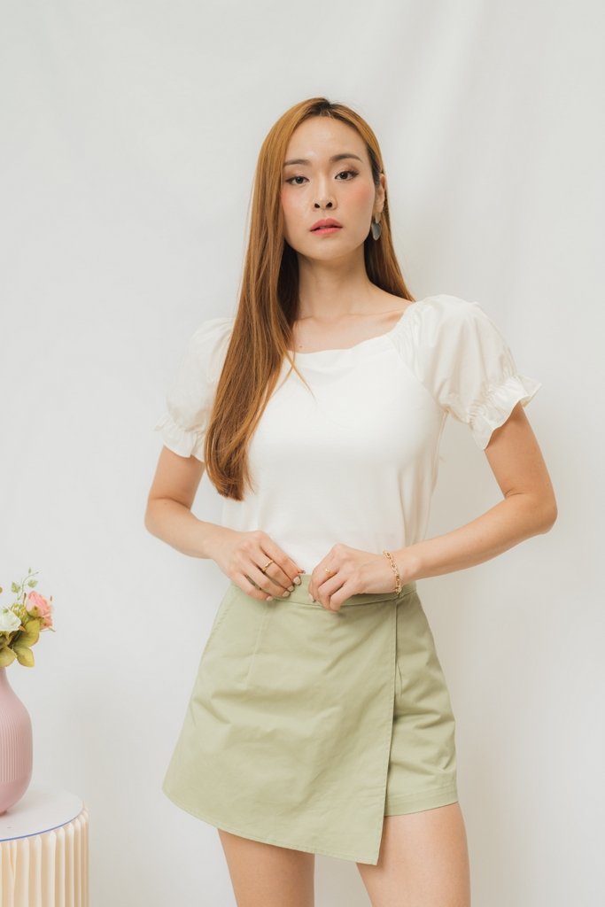 Aria Basic Overlap Skorts in Muted Green (XS)