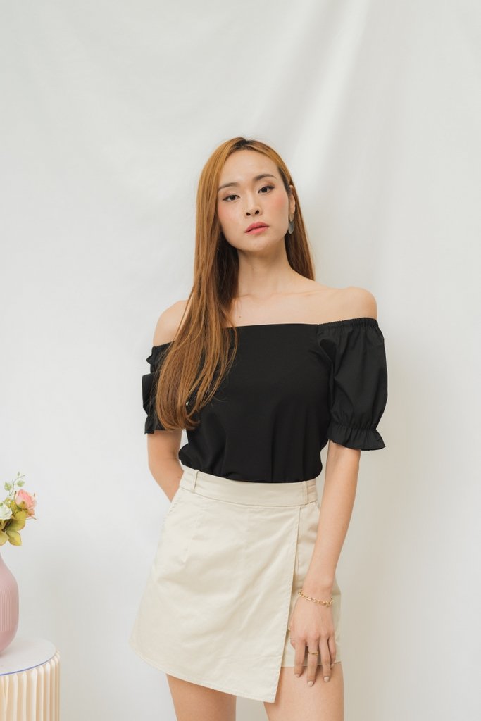 Zoe Basic Cotton Two-Way Top in Black (XS)
