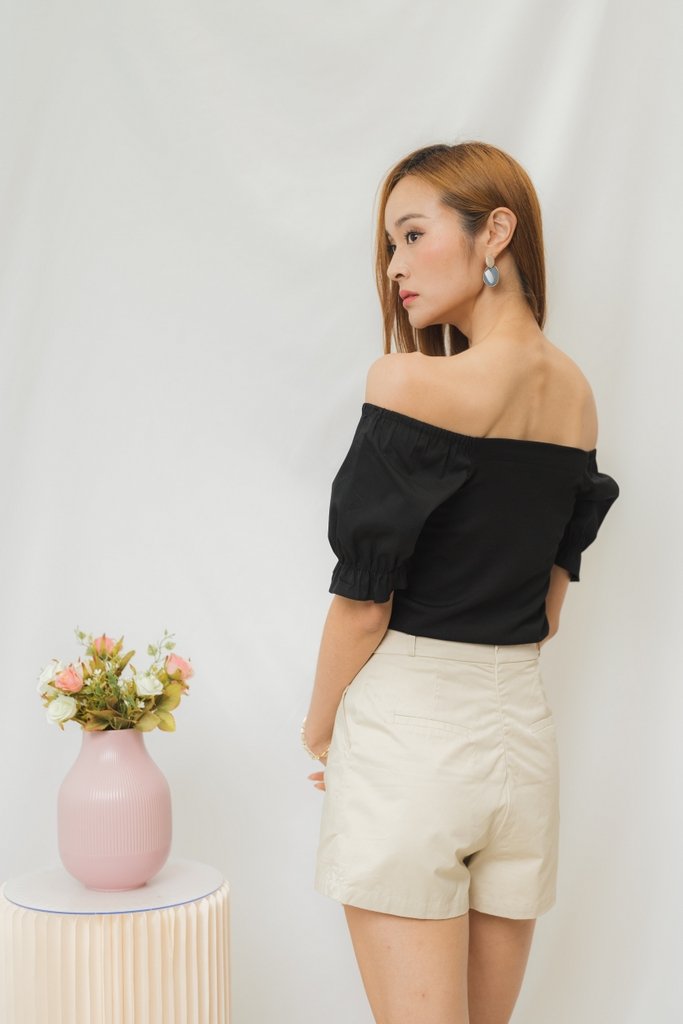 Zoe Basic Cotton Two-Way Top in Black (XS)