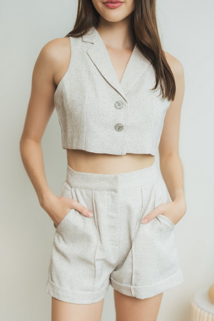 Bella Tweed Crop Top in White
