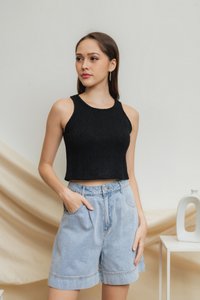 Alyssa Knit Crop Top in Black (XS)