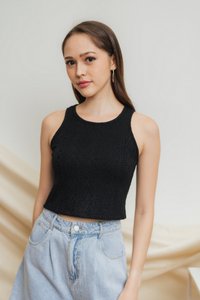 Alyssa Knit Crop Top in Black (XS)