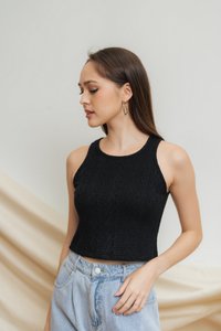 Alyssa Knit Crop Top in Black (XS)