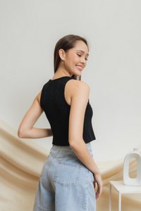 Alyssa Knit Crop Top in Black (XS)