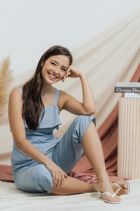 Jaelyn Ruffles Jumpsuit in Dusty Blue