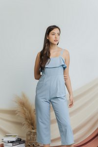 Jaelyn Ruffles Jumpsuit in Dusty Blue