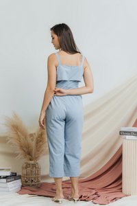 Jaelyn Ruffles Jumpsuit in Dusty Blue