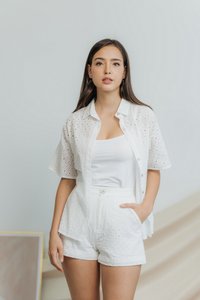 Myla Eyelet Pocket Short in White
