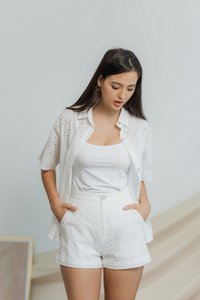 Myla Eyelet Pocket Short in White
