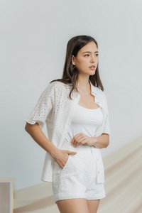 Myla Eyelet Pocket Short in White