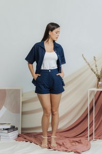 Myla Eyelet Pocket Short in Navy