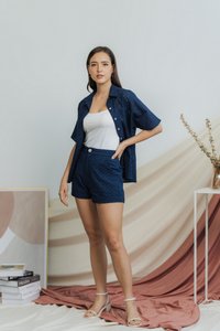 Myla Eyelet Pocket Short in Navy