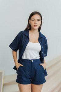 Myla Eyelet Pocket Short in Navy