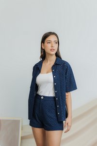 Myla Eyelet Pocket Short in Navy