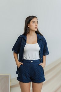 Myla Eyelet Pocket Short in Navy