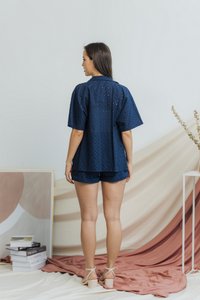Myla Eyelet Pocket Short in Navy