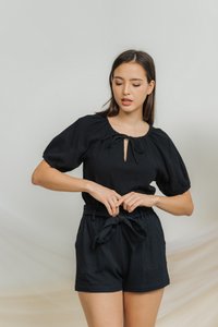 Kimberly Cotton Ribbon Short in Black (XS)