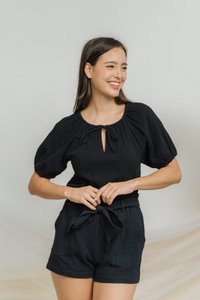 Kimberly Cotton Ribbon Short in Black (XS)