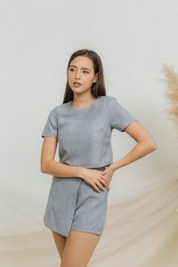 Gabby Tweed Overlap Skort in Blue (XS)
