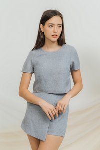 Gabby Tweed Overlap Skort in Blue (XS)