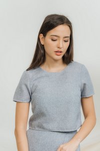 Abby Tweed Sleeve Top in Blue