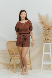 Kimberly Cotton Ribbon Short in Brown