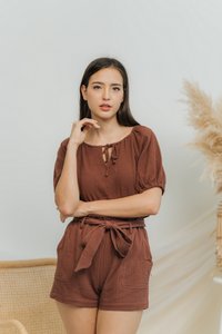 Kimberly Cotton Ribbon Short in Brown