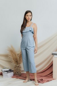 Jaelyn Ruffles Jumpsuit in Dusty Blue