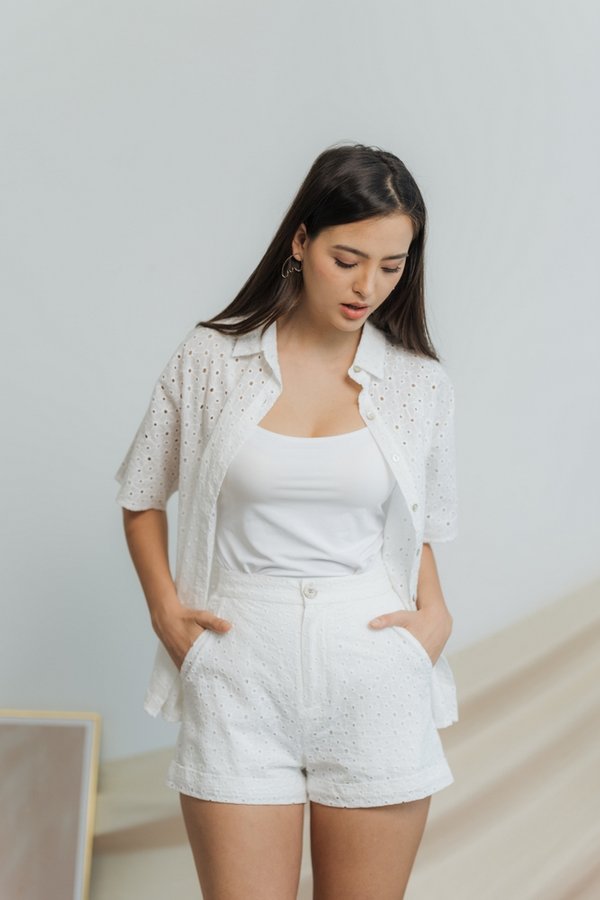 Myla Eyelet Pocket Short in White