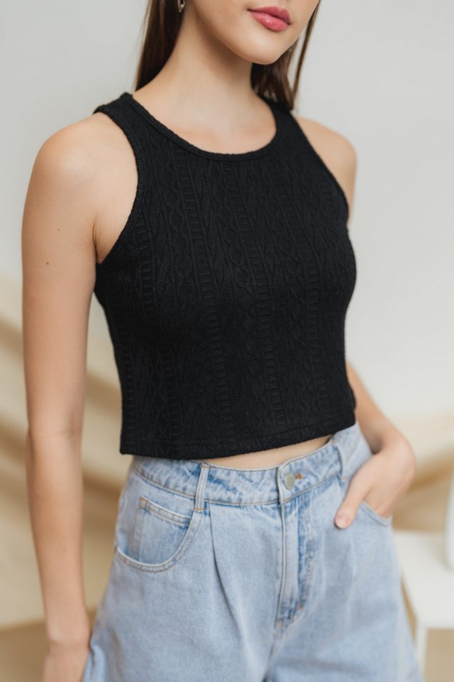 Alyssa Knit Crop Top in Black (XS)