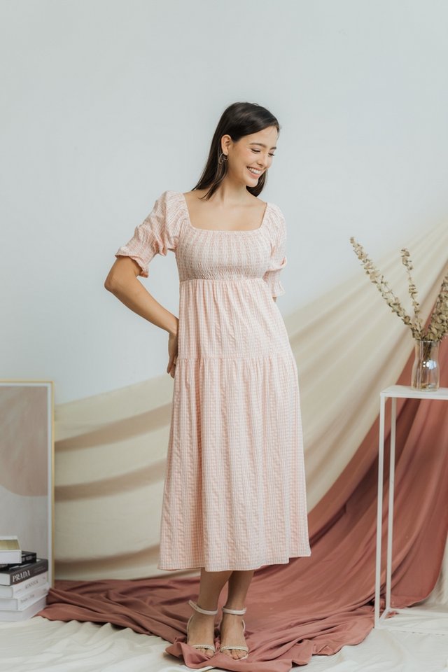 Annabelle Gingham Maxi Dress in Pink